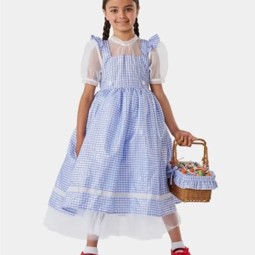 Pottery Barn Kids Dorothy Costume Dress with Shoe Covers and Basket